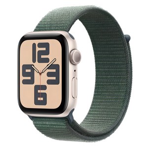 Apple 정품 2024 애플워치 SE 2세대 알루미늄 케이스, 44mm, GPS, 스타라이트 / 레이크 그린 스포츠 루프, Loop