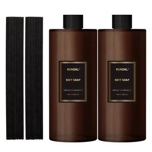 쿤달 퍼품 디퓨저 리필 2개+섬유스틱 14개, 소프트솝, 500ml, 1세트