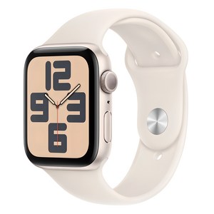 Apple 정품 2024 애플워치 SE 2세대 알루미늄 케이스, 44mm, GPS, 스타라이트 / 스타라이트 스포츠 밴드, S/M