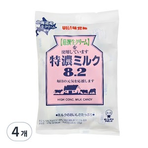 UHA 미카쿠도 토쿠노 밀크 캔디 8.2, 115g, 4개