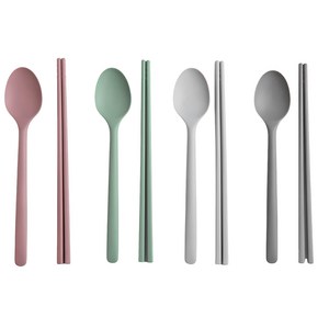르리에 실리콘 수저세트, 핑크 + 그린 + ..., 숟가락 + 젓가락, 4세트