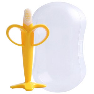 베니앙 실리콘 바나나 치발기, 치발기 + 케이스, 옐로우, 1개