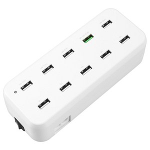 컴스 10포트 USB전원 유선멀티충전기 White