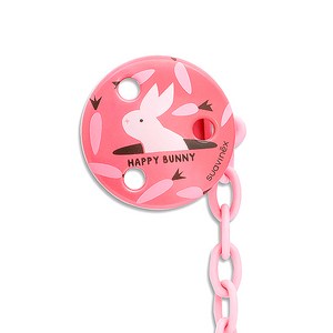 스와비넥스 해피버니 노리개 젖꼭지 체인과 클립, 버니핑크, 1개