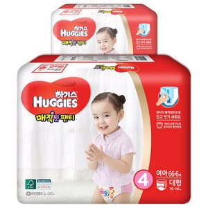 하기스 매직핏팬티 기저귀 여아용 대형 4단계(10~14kg), 144매