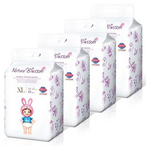 네추럴블라썸 초박형 밴드형 기저귀 남여공용 XL (12~17kg), 특대형(XL), 88매