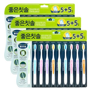 바른생활 좋은칫솔 초극세모, 10개입, 3개