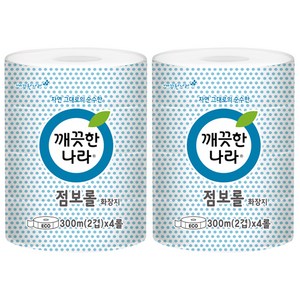 깨끗한나라 ECO 2겹 점보롤 화장지, 300m, 4롤, 2개