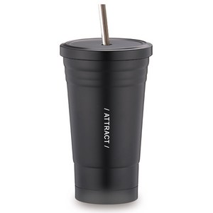 텀스 어트랙트 진공 스텐콜드컵 + 스텐 스트로우, 블랙, 500ml