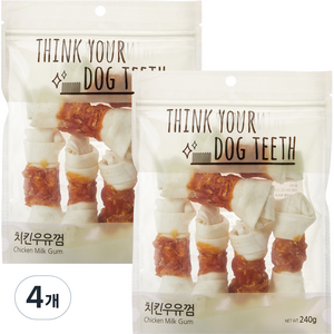 ThinkYouDogTeeth 반려견 우유껌 6개입, 치킨우유껌, 240g, 4개