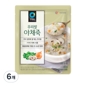 청정원 우리쌀 야채죽, 6개, 60g