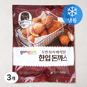 곰곰 두번 튀겨 바삭한 한입 돈까스 (냉동), 500g, 3개