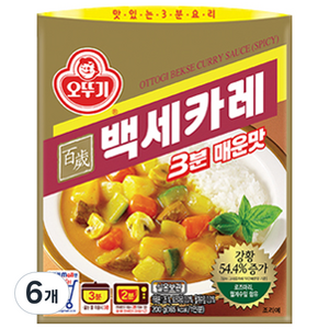 오뚜기3분 백세카레 매운맛, 200g, 6개