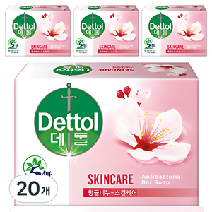 데톨 스킨케어 향균비누 플로럴향, 100g, 20개