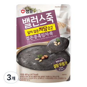 밸런스죽 샘표 검은콩흑임자죽, 420g, 3개