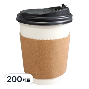 생활을그리다 무인쇄 종이컵 360ml + 블랙 ps 뚜껑 + 무지 홀더 세트, 50개, 4세트