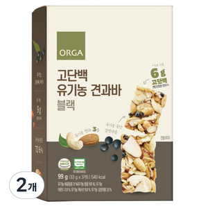 올가홀푸드 고단백 유기농 견과바 블랙, 99g, 2개