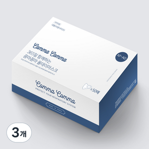 꼼마꼼마 올데이 비말차단 마스크 대형 KFAD, 50개입, 흰색, 3개