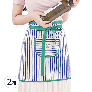 마롤로뜨 테리 스트라이프 허리앞치마, 2개, 블루