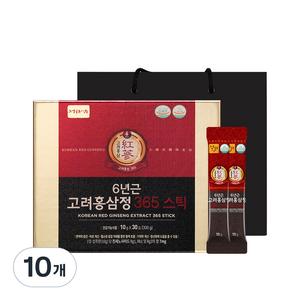 정원삼 6년근 고려홍삼정 365 스틱 선물세트 + 쇼핑백, 300g, 10개 골드박스 특가