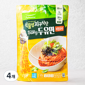 풀무원 식물성 지구식단 실키두유면 비빔국수 2인분, 423g, 4개