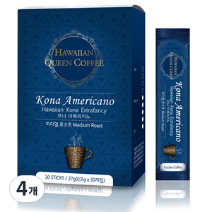 하와이안퀸커피 코나아메리카노 스틱커피, 900mg, 30개입, 4개