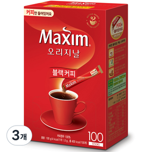 맥심 오리지날 블랙커피, 1g, 100개입, 3개