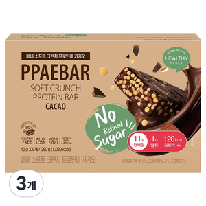 빼바 소프트 크런치 프로틴바 카카오 9p, 360g, 3개