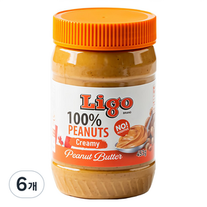 리고 100% 땅콩버터 크리미, 453g, 6개