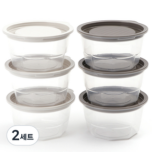 나인웨어 바로밥 전자레인지 원 밀폐용기 아이보리 3p + 그레이 3p, 2세트, 350ml