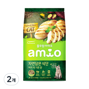 아미오 2개월 이상 전연령 자연담은 식단 고양이 건식사료, 닭, 1.8kg, 2개