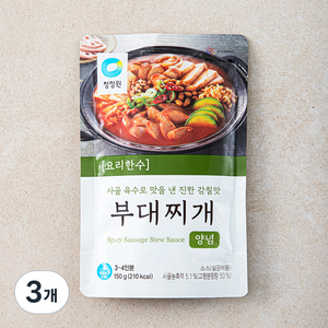 청정원 요리한수 부대찌개 양념, 150g, 3개