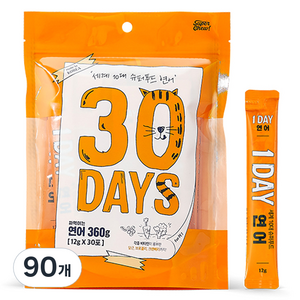 슈퍼츄 30데이즈 짜먹는 고양이 간식, 연어, 12g, 90개