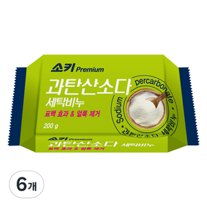 소키 프리미엄 과탄산소다 세탁비누, 200g, 6개