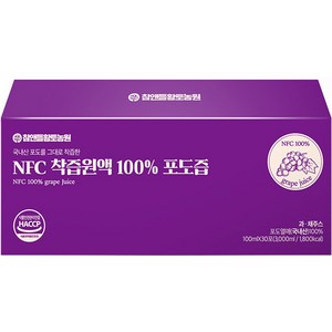 참앤들황토농원 NFC 착즙원액 포도즙, 3L, 30개