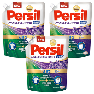 퍼실 딥클린 플러스 액상 세탁세제 라벤더젤 일반용 리필, 1.5L, 3개