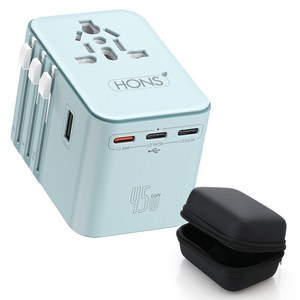 혼스 해외 여행용 멀티 어댑터 PD45W GaN고속 2500W 5구 충전 HSTA-45W5
