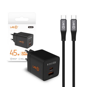 랩씨 45W PD PPS 멀티 2포트 초고속 충전기 + 3m 케이블 세트