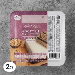 맑은물에 1등급 국산콩 촌두부, 300g, 2개