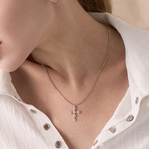 새미쥬얼리 여성용 silver925 멜리 십자가 모이사나이트 목걸이