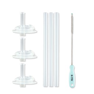 비비또 교체용 빨대 3p + 빨대꼭지 3p + 세척솔 세트, 혼합색상, 1세트