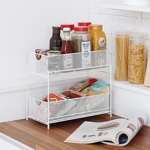 네이쳐리빙 2단 슬라이딩 메쉬 주방선반, 어반크림, 19 x 35 x ..., 1개