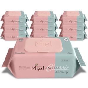 미엘 클래식 엠보싱 물티슈 캡형
