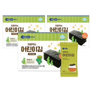 베베쿡 처음 먹는 어린이김, 15g, 담백한 맛, 3개