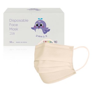 고래마스크 일회용 덴탈마스크 대형, 50매, 샤크림베이지, 1개