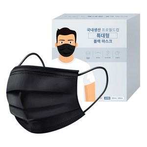 프로월드컵 일회용 마스크 특대형, 100개입, 1개, 블랙