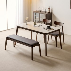 헬로까사 1400 통세라믹 다이닝 원목식탁 + 의자 + 벤치 세트 4인용 방문설치