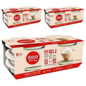 햇반 백미밥, 210g, 18개