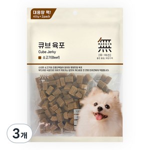 무마진 큐브 육포 강아지 간식 져키, 소고기맛, 800g, 3개