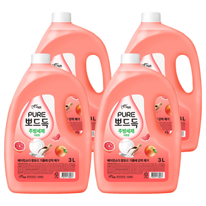 피죤퓨어 뽀드득 주방세제 자몽향, 4개, 3L